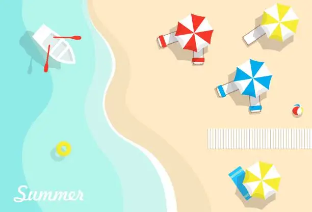 Vector illustration of Summer vacation on the sea background