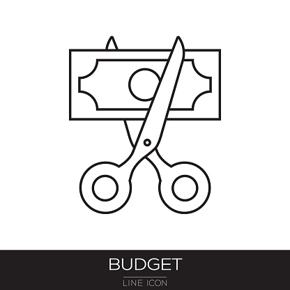 Budget Cut Line Icon