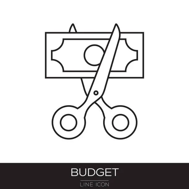Vector illustration of Budget Cut Line Icon