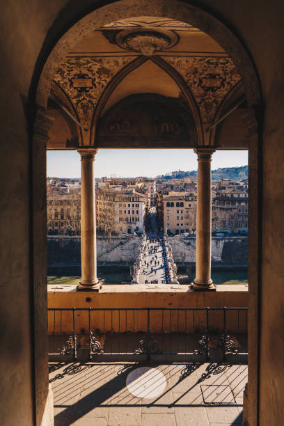 istock Rome skyline and Sant Angelo Bridge view from Sant Angelo Castle balcony 931243696