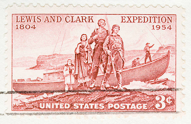 istock Vintage 1954 US Postage Stamp Lewis and Clark Expedition 93124677