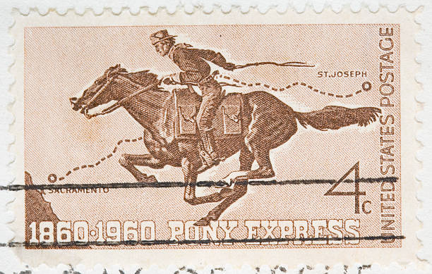 Vintage 1960 Pony Express Stamp  cent sign photos stock pictures, royalty-free photos & images