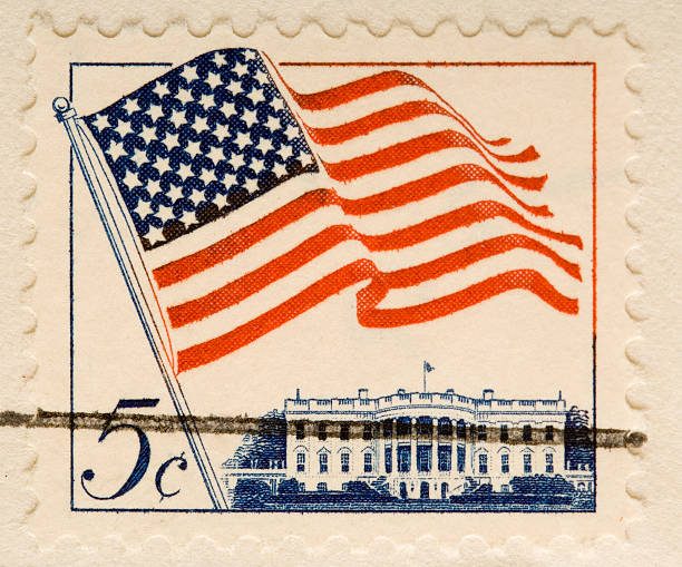 istock Vintage 1962 Stamp Flag and White House 93124737