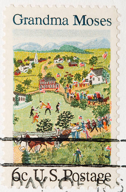 istock Vintage 1969 Grandma Moses Postage Stamp 93124800