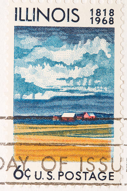 istock Vintage 1968 Illinois Postage Stamp 93124820