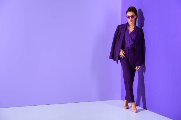 Fashionable African American Girl Posing In Trendy Purple Suit Ultra Violet  Trend Stock Photo - Download Image Now - iStock