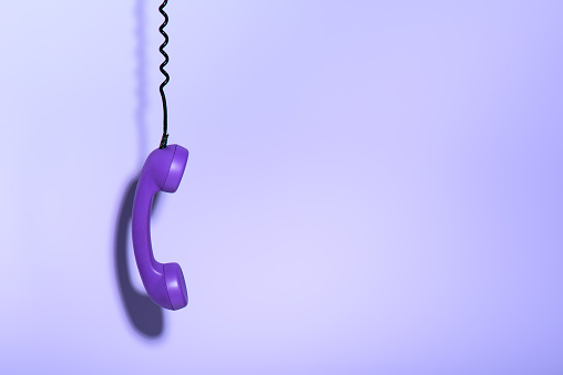 hanging purple phone handset, ultra violet trend