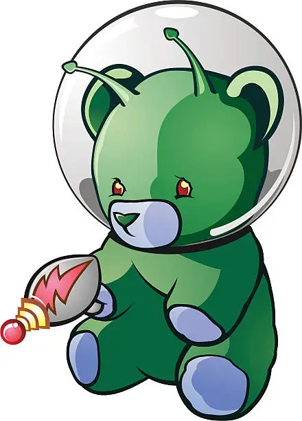 Vector illustration of Alien Teddy Bear Cartoon Character