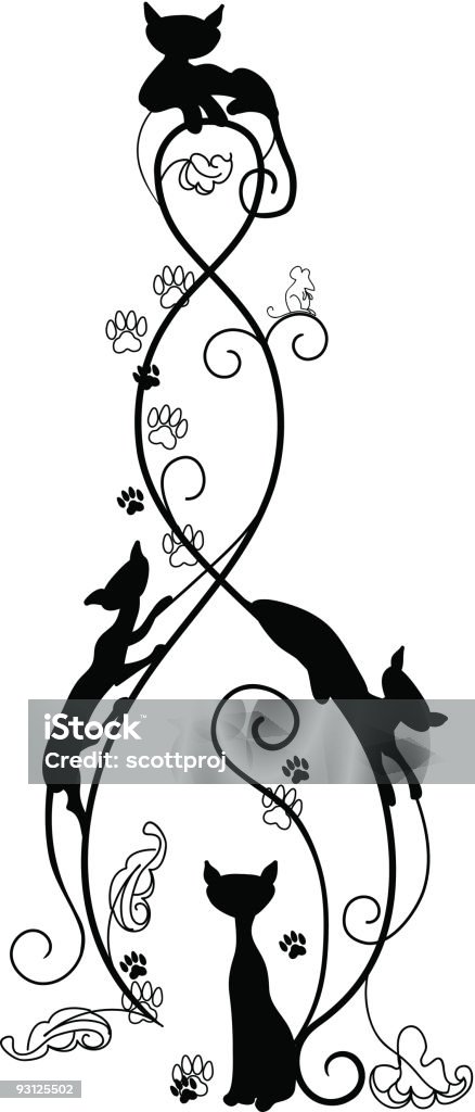 Cat Scroll Scroll Decoration with cat motif. Cats,mouse,scroll and paw print are on their own layer. AI CS2 included. Click to see more[url=http://www.istockphoto.com/file_search.php?action=file&lightboxID=4086720][img]http://i293.photobucket.com/albums/mm71/scottproj/Button3.jpg[/img][/url] Animal stock vector