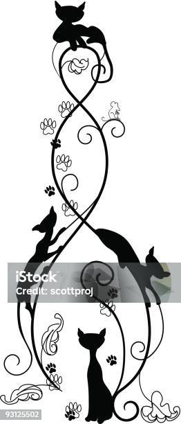 Cat Scroll Stock Illustration - Download Image Now - Animal, Black Color, Border - Frame