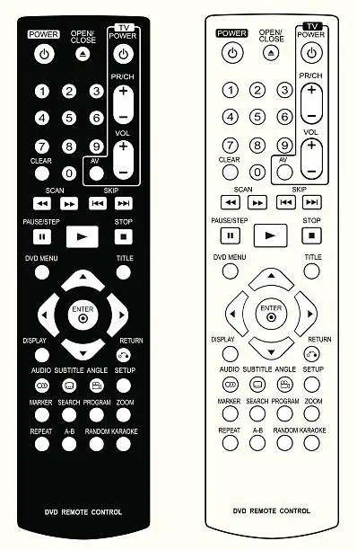 Vector illustration of DVD remote control.