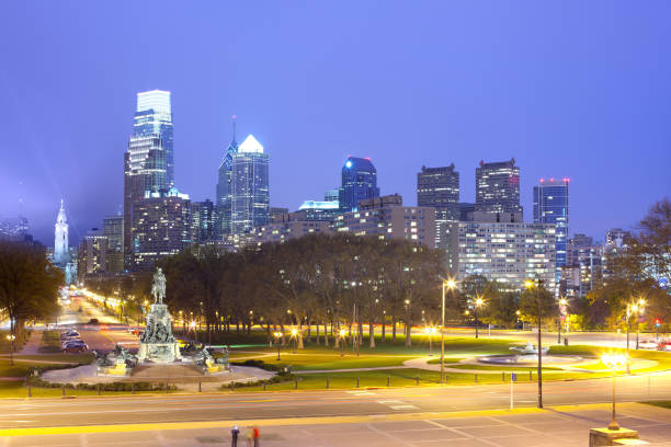 istock Downtown skyline with City Hall at night in Philadelphia 931258582