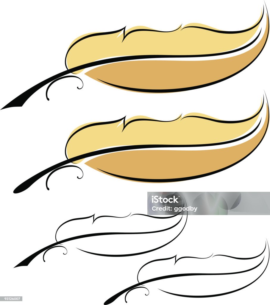 Golden en plumes - clipart vectoriel de Plume d'oie libre de droits