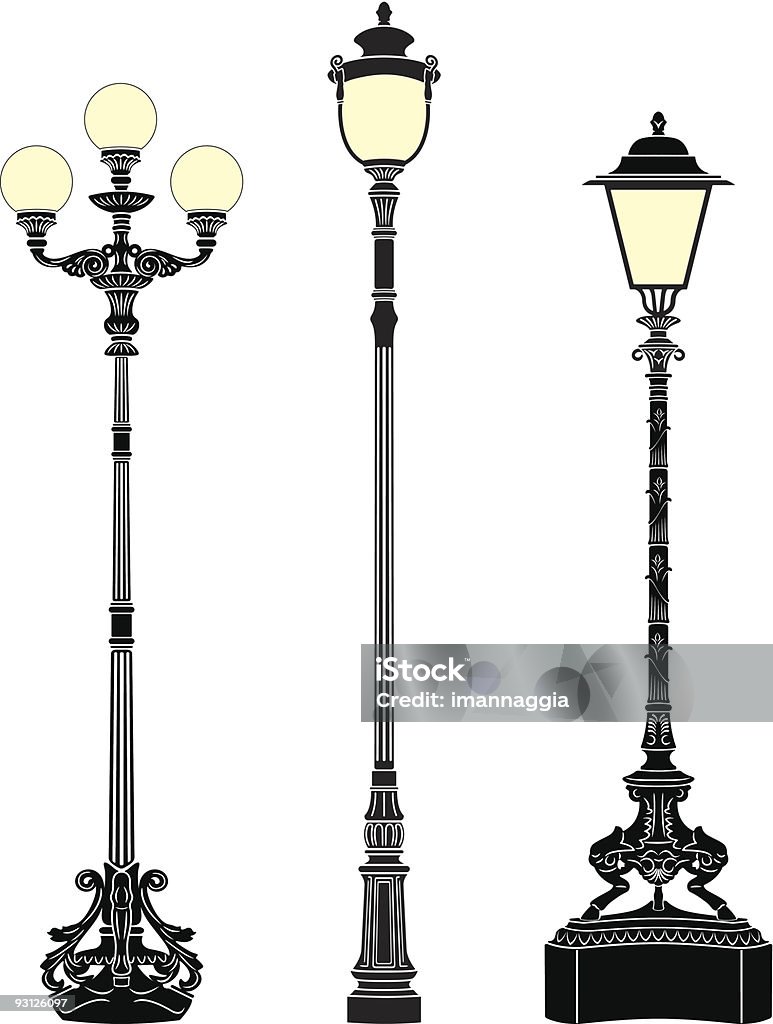 Lampy Ulica - Grafika wektorowa royalty-free (Antyczny)