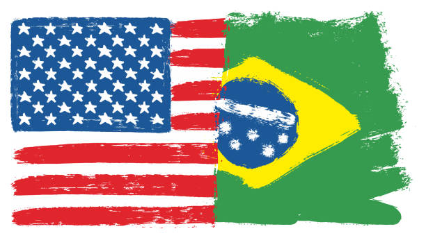 美國國旗和巴西國旗向量手繪用圓筆刷 - croatia brazil 幅插畫檔、美工圖案、卡通及圖標