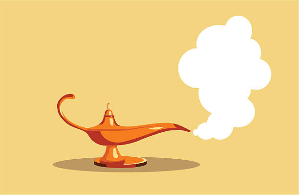 ilustrações de stock, clip art, desenhos animados e ícones de lâmpada mágica - magic lamp genie lamp smoke