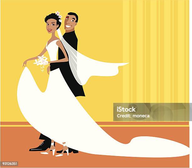 Casamento Versão 1casal Afroamericano - Arte vetorial de stock e mais imagens de Casamento - Casamento, Casal, Noiva