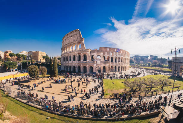 The Roman Colosseum in Rome, Italy, HDR panorama stock photo
