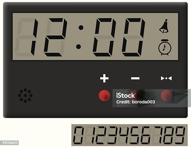 Painel De Cristal Líquido Relógio - Arte vetorial de stock e mais imagens de Despertador - Despertador, Relógio Digital, 12 Horas