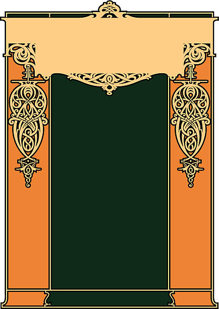 ilustraciones, imágenes clip art, dibujos animados e iconos de stock de vector desplazamiento de panel - celtic culture frame art nouveau victorian style