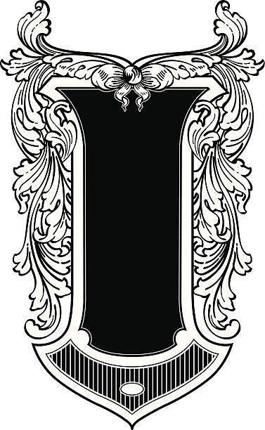 tarcza zachodnia 6104 bw (wektor - gothic style scroll floral pattern victorian style stock illustrations