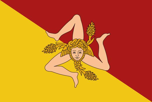 ilustraciones, imágenes clip art, dibujos animados e iconos de stock de bandera de la ilustración de vector de sicilia. - gorgon