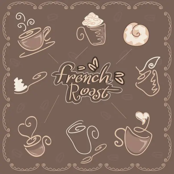 Vector illustration of French Roast Coffee Symbols