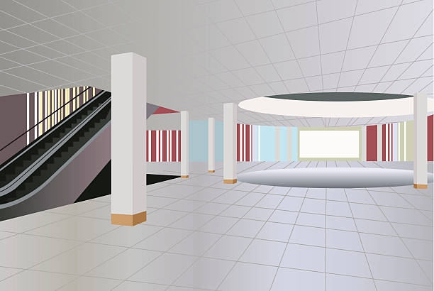 commercial center interior vector art illustration