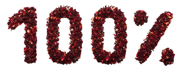istock 100 percent of hibiscus tea on a white background isolated. 931270084