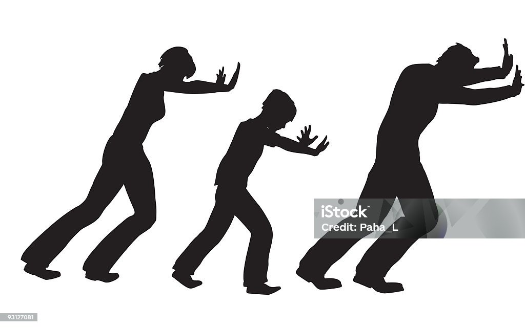 Push family with child vector silhouette Pushing stock vector