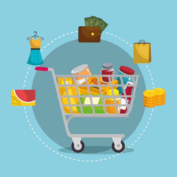 istock shopping cart with marketing set icons 931270824