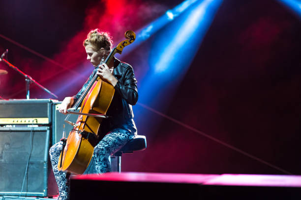 istock Young woman playing cello on the concert 931270962
