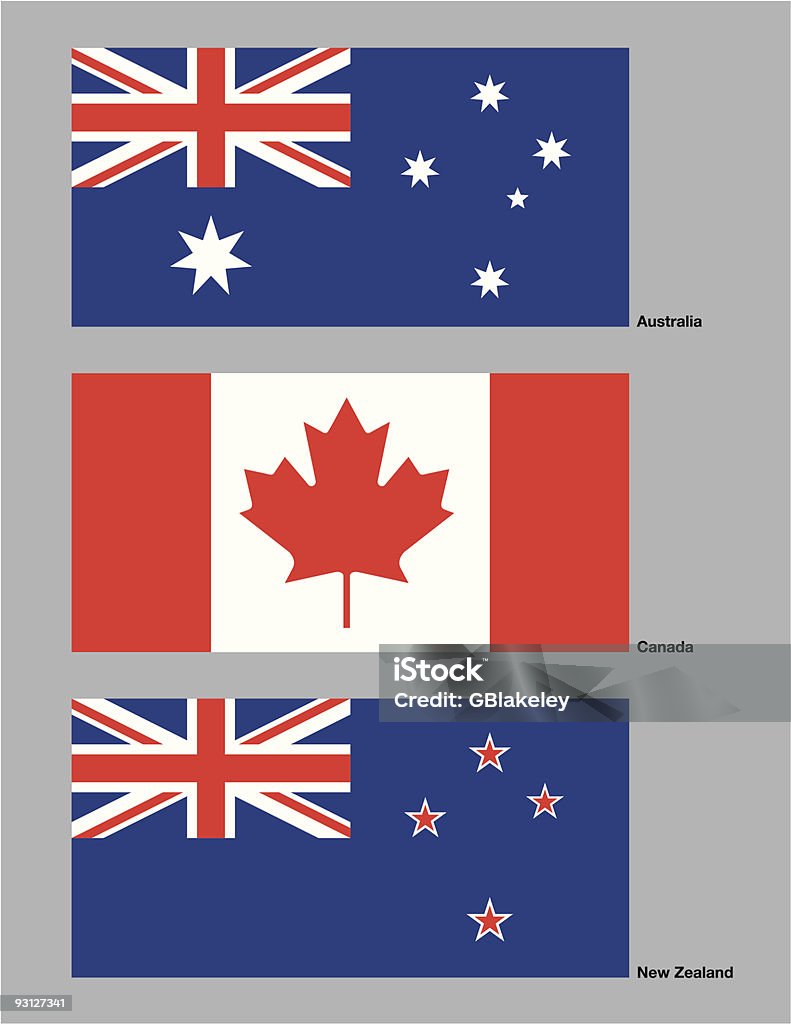 Australia, Canada, Nuova Zelanda Flags - arte vettoriale royalty-free di Australia