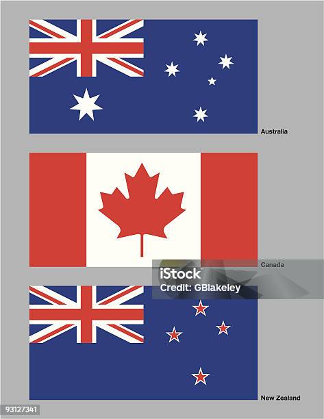 Australia Canada Nuova Zelanda Flags - Immagini vettoriali stock e altre immagini di Australia - Australia, Bandiera della Nuova Zelanda, A forma di croce