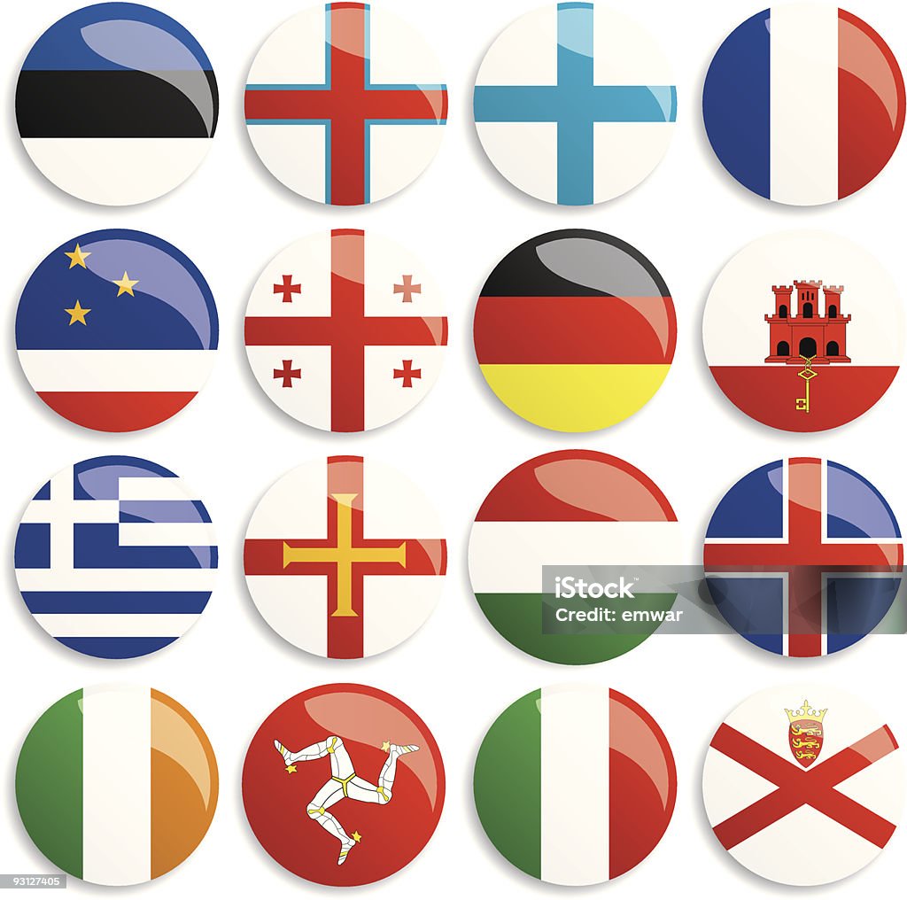 Europa flags boutons - clipart vectoriel de Bouton poussoir libre de droits