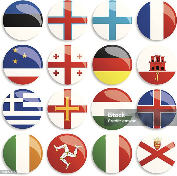 Europa Flags Boutons Vecteurs libres de droits et plus d'images vectorielles de Bouton poussoir - Bouton poussoir, Drapeau, Drapeau anglais