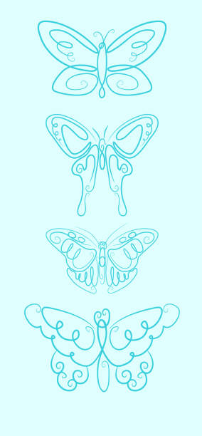 butterflies vector art illustration