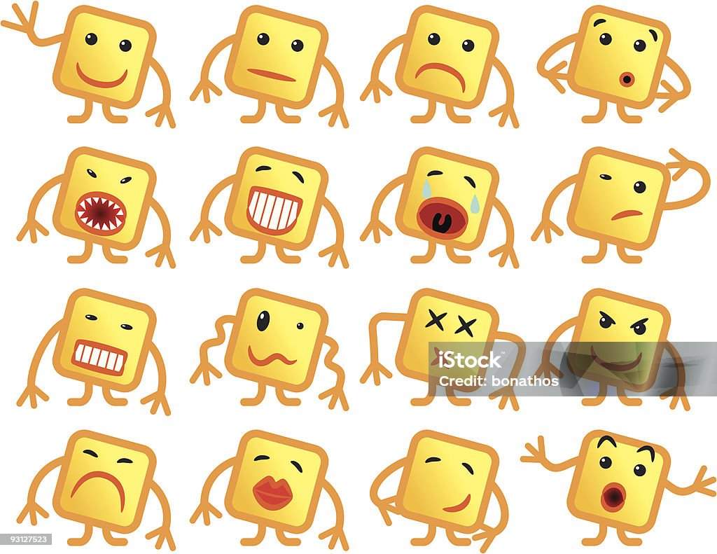 Smileys carré - clipart vectoriel de Bouche ouverte libre de droits