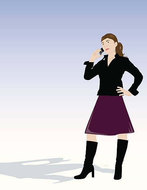 Woman on Cell phone vector art illustration