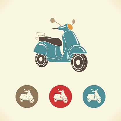 Scooter motorbike retro icons. Italian style. Vector Illustration