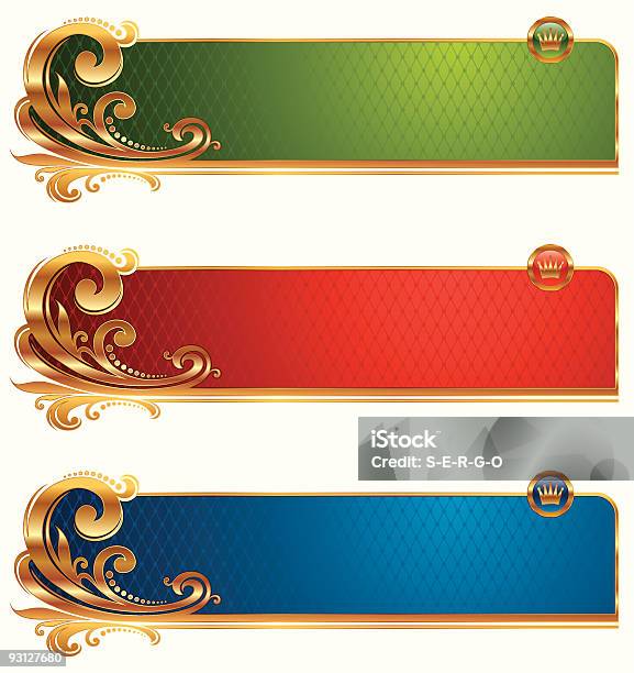 Banners Dourado Luxo - Arte vetorial de stock e mais imagens de Antiguidade - Antiguidade, Azul, Barroco