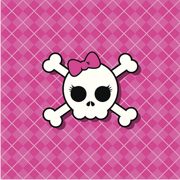 girly skull punk - cute girl stock-grafiken, -clipart, -cartoons und -symbole
