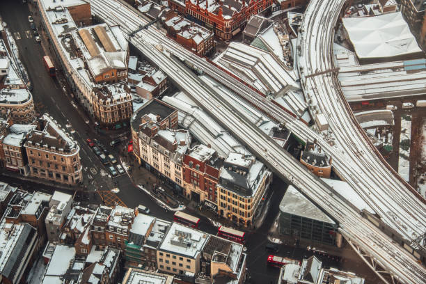 istock Railroads with snow from above in London 931281294