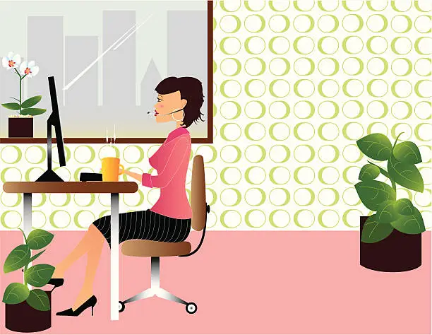 Vector illustration of At the office