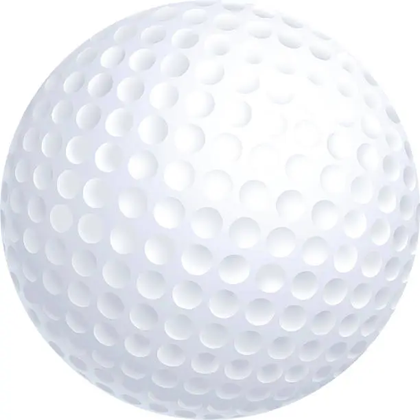 Vector illustration of Close-up of a golf ball isolated on white background