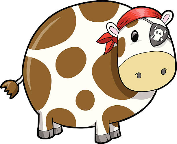 Pirate Cow vector art illustration