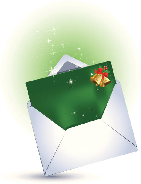 クリスマスのグリーティングカードと封筒 - greeting card christmas envelope mail点のイラスト素材／クリップアート素材／マンガ素材／アイコン素材