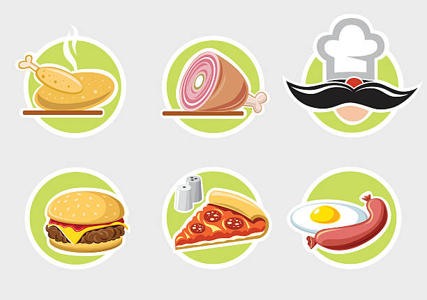 stockillustraties, clipart, cartoons en iconen met food icons - rookworst