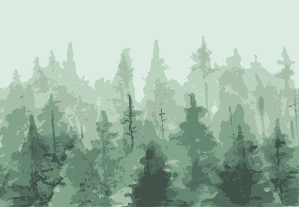 istock Hand Drawn painting of Winter Forest Landscape 931290226