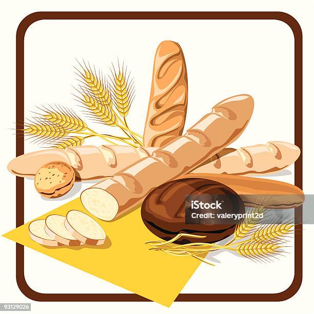 Pão - Arte vetorial de stock e mais imagens de Carcaça - Carcaça, Cereais de pequeno-almoço, Comida